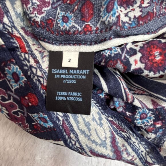 Isabel Marant Étoile Womens Long Sleeve Floral Blouse Top Size 2 Multicolor Boho - Picture 4 of 8